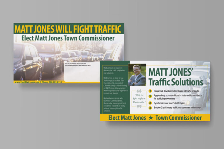 Political Campaign Direct Mail Example – Town Commissioner Campaign – Political Postcard